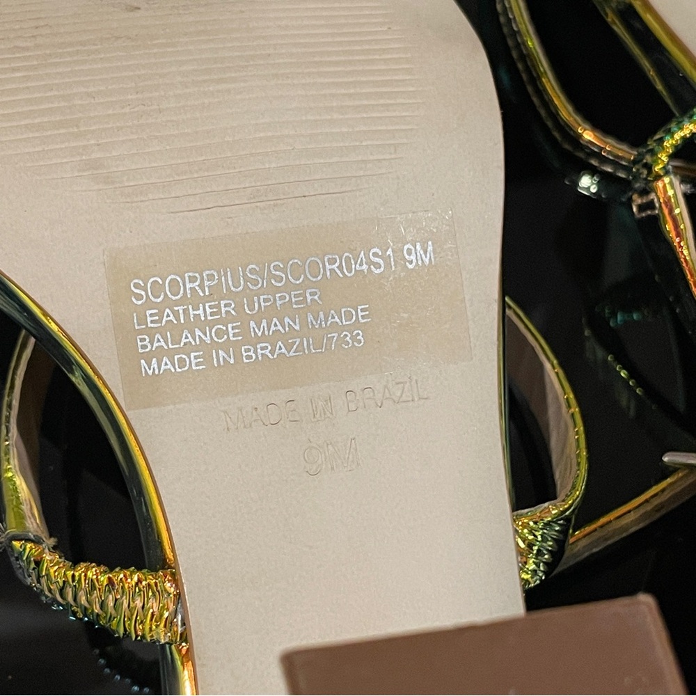 Steve Madden Scorpius Iridescent Green Yellow Ankle Strap Block Sculpted Heels - Picture 6 of 6